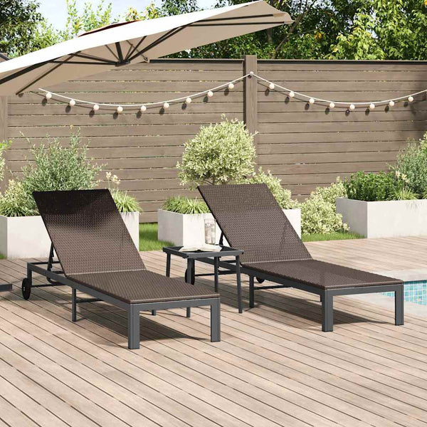 Poly-Rattan Sonnenliege 2-Personen mit Tisch