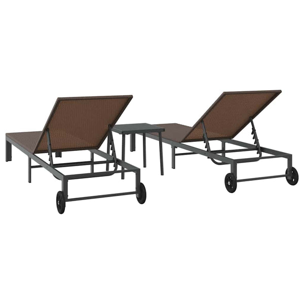 Poly-Rattan Sonnenliege 2-Personen mit Tisch