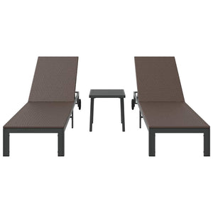 Poly-Rattan Sonnenliege 2-Personen mit Tisch