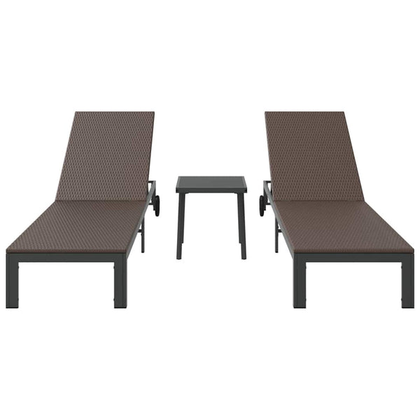 Poly-Rattan Sonnenliege 2-Personen mit Tisch