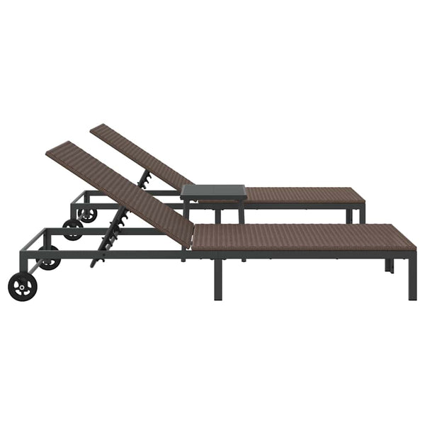 Poly-Rattan Sonnenliege 2-Personen mit Tisch