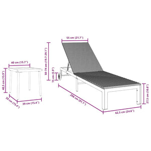 Poly-Rattan Sonnenliege 2-Personen mit Tisch