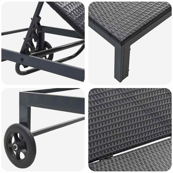 Poly Rattan Sonnenliege für 2 Personen mit Tisch