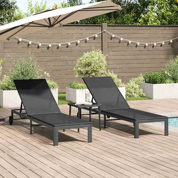 Poly Rattan Sonnenliege für 2 Personen mit Tisch