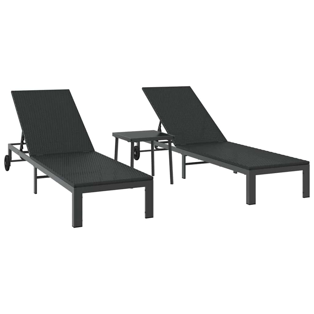 Poly Rattan Sonnenliege für 2 Personen mit Tisch
