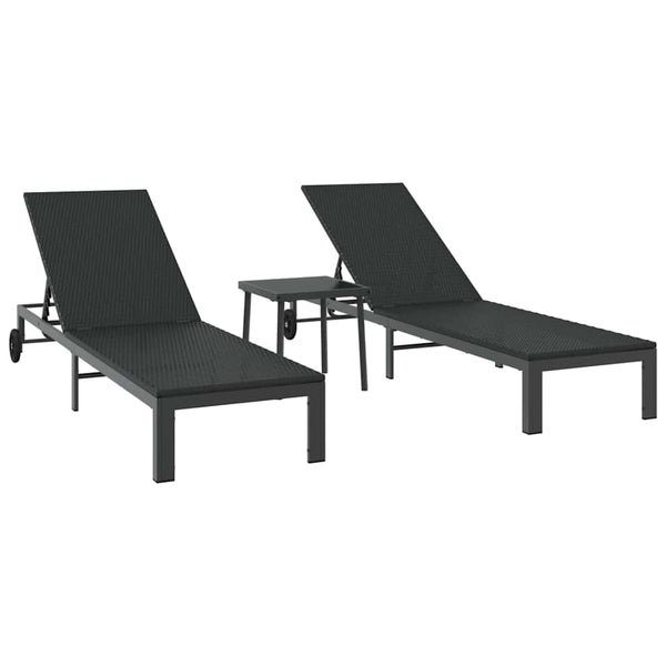 Poly Rattan Sonnenliege für 2 Personen mit Tisch