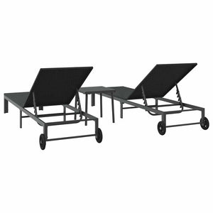 Poly Rattan Sonnenliege für 2 Personen mit Tisch