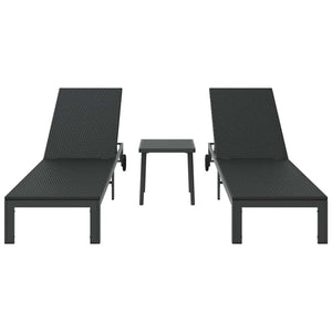 Poly Rattan Sonnenliege für 2 Personen mit Tisch