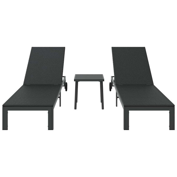 Poly Rattan Sonnenliege für 2 Personen mit Tisch