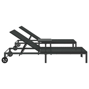 Poly Rattan Sonnenliege für 2 Personen mit Tisch