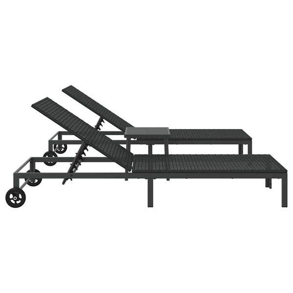 Poly Rattan Sonnenliege für 2 Personen mit Tisch