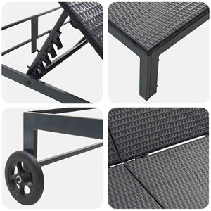 Schwarze Poly-Rattan Sonnenliege
