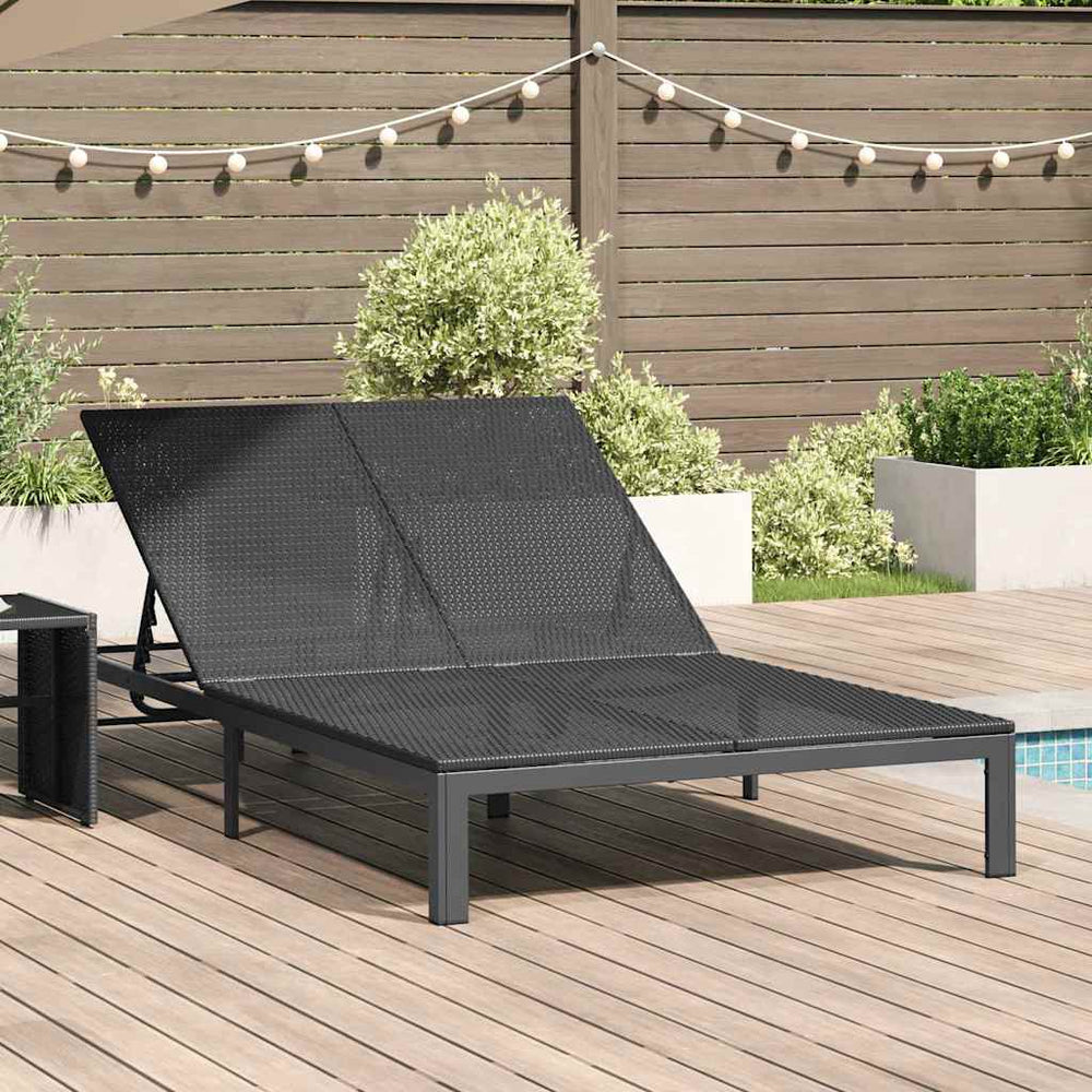 Schwarze Poly-Rattan Sonnenliege