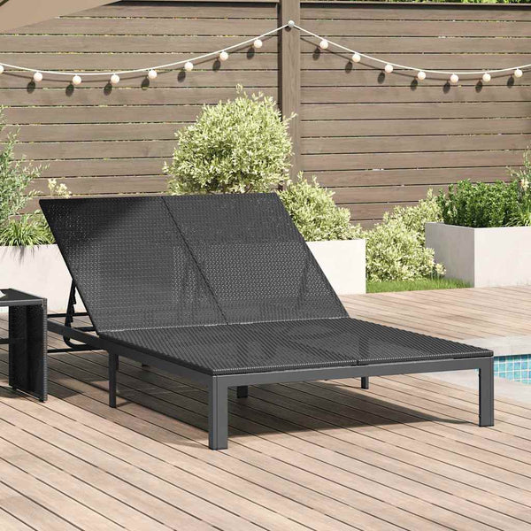 Schwarze Poly-Rattan Sonnenliege