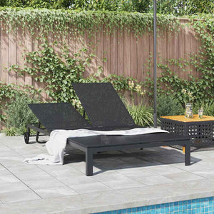 Schwarze Poly-Rattan Sonnenliege