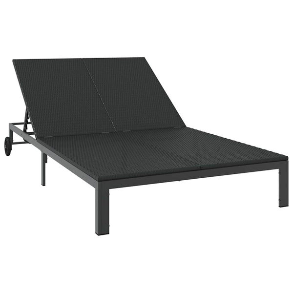 Schwarze Poly-Rattan Sonnenliege