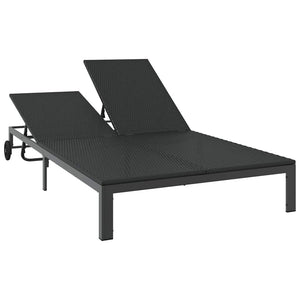 Schwarze Poly-Rattan Sonnenliege