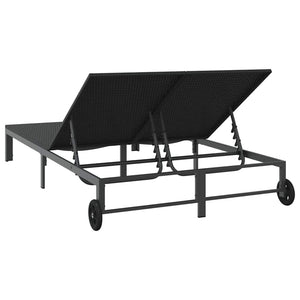 Schwarze Poly-Rattan Sonnenliege