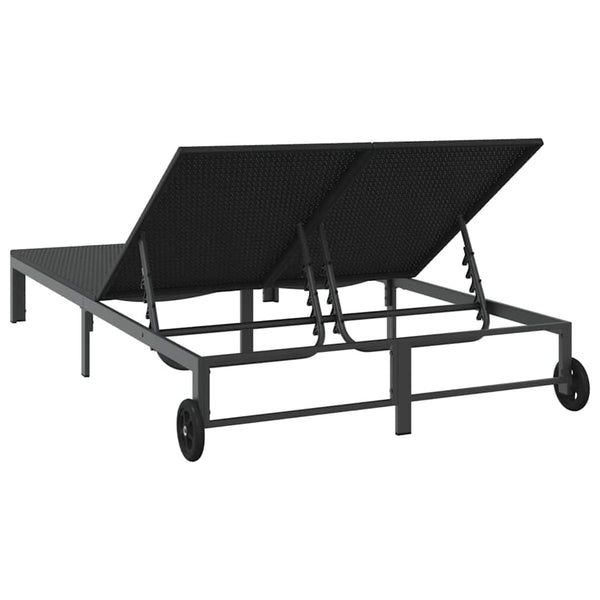 Schwarze Poly-Rattan Sonnenliege