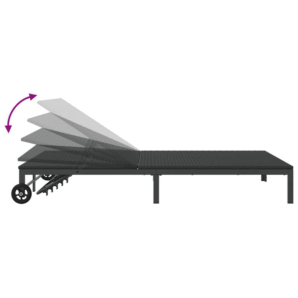 Schwarze Poly-Rattan Sonnenliege