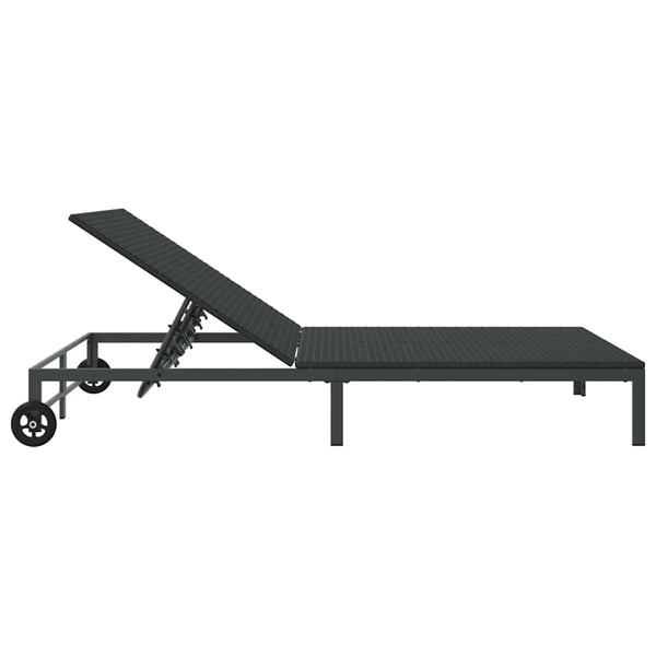 Schwarze Poly-Rattan Sonnenliege