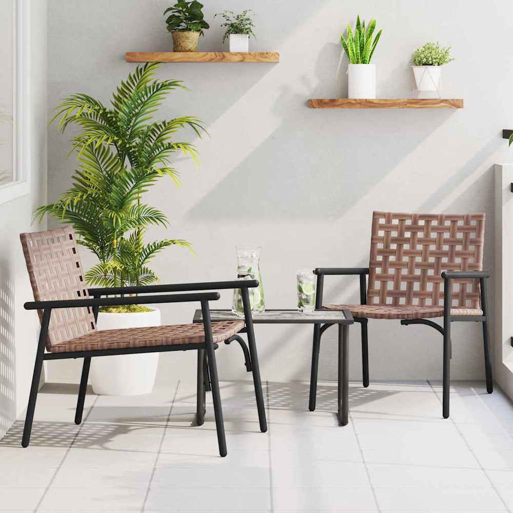 Poly-Rattan Gartenstühle 2er Set Braun