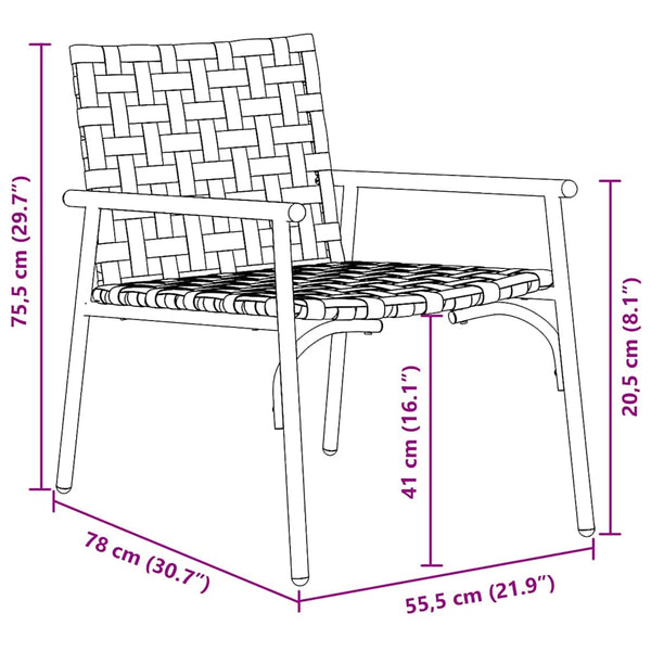 Poly-Rattan Gartenstühle 2er Set Braun