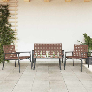4-teilige Garten Essgruppe Braun Poly-Rattan