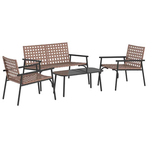 4-teilige Garten Essgruppe Braun Poly-Rattan