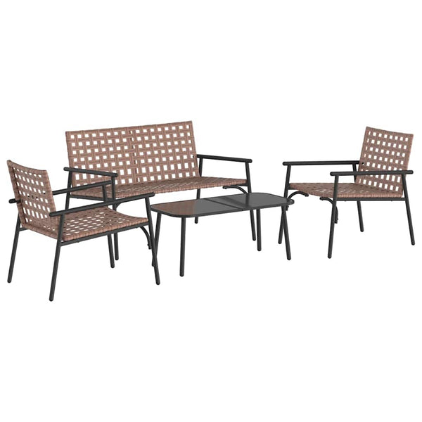 4-teilige Garten Essgruppe Braun Poly-Rattan