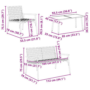 4-teilige Garten Essgruppe Braun Poly-Rattan