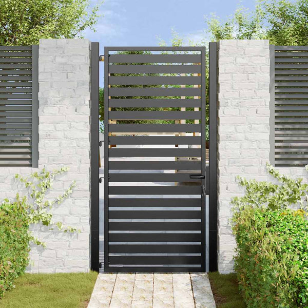 Abschließbares Gartentor Schwarz 100x180 cm Aluminium