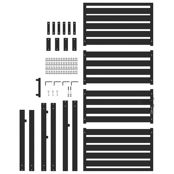 Abschließbares Gartentor Schwarz 100x180 cm Aluminium