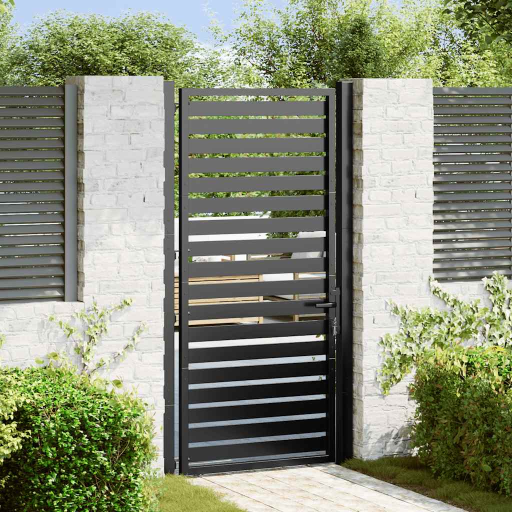 Abschließbares Gartentor Schwarz 100x180 cm Aluminium