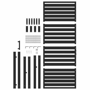 Abschließbares Gartentor Schwarz, 100x200 cm, Aluminium