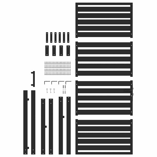 Abschließbares Gartentor Schwarz, 100x200 cm, Aluminium