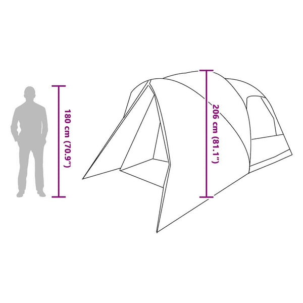 6-Personen Dome Zelt, Grau/Orange