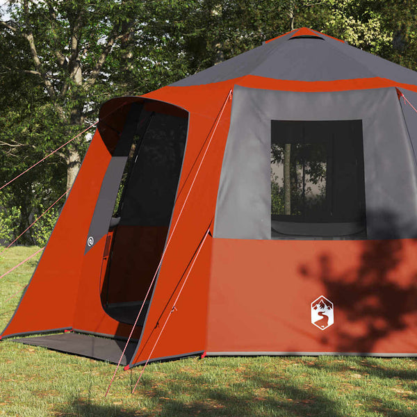 12-Personen Kabinen Zelt Grau/Orange 405x405x273cm