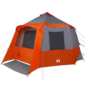 12-Personen Kabinen Zelt Grau/Orange 405x405x273cm