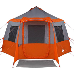 12-Personen Kabinen Zelt Grau/Orange 405x405x273cm