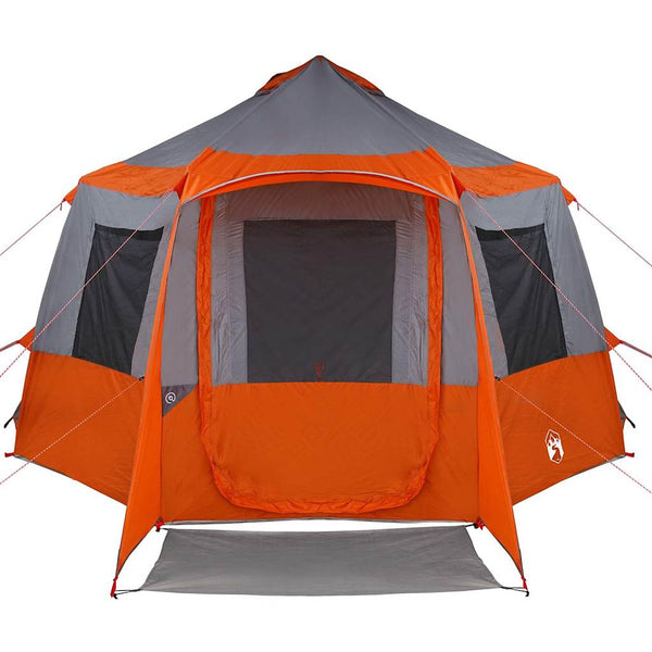 12-Personen Kabinen Zelt Grau/Orange 405x405x273cm
