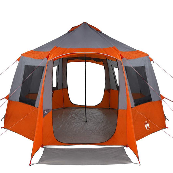 12-Personen Kabinen Zelt Grau/Orange 405x405x273cm