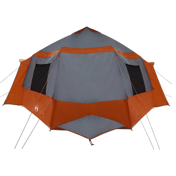 12-Personen Kabinen Zelt Grau/Orange 405x405x273cm