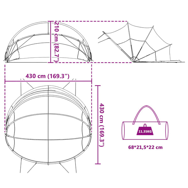 Pool Dome Blau 430x430x210cm