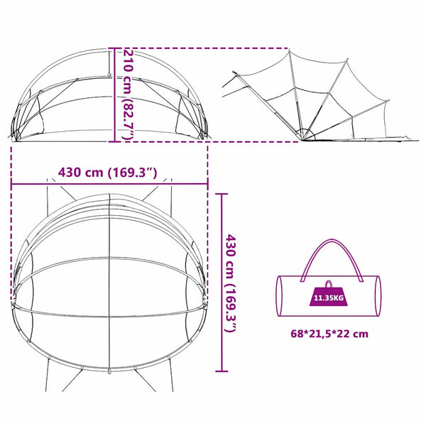 Pool Dome Schwarz 430x430x210 cm