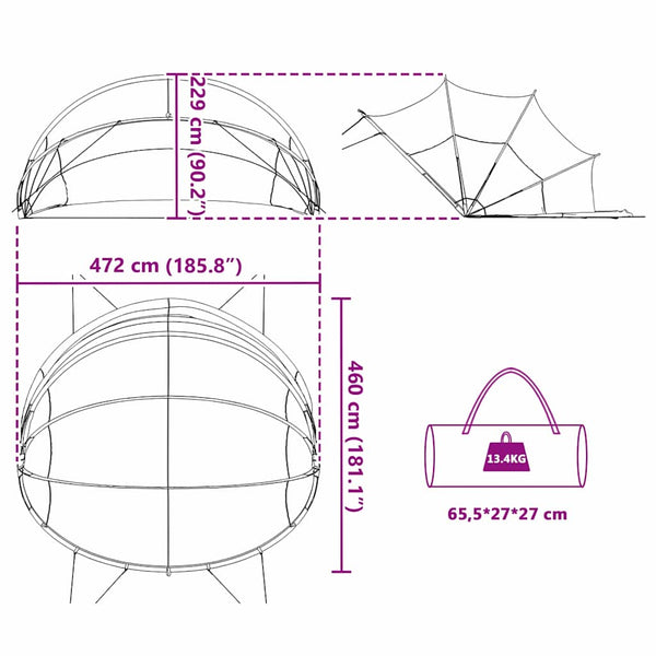 Pool Dome Transparent 472x460x229 cm