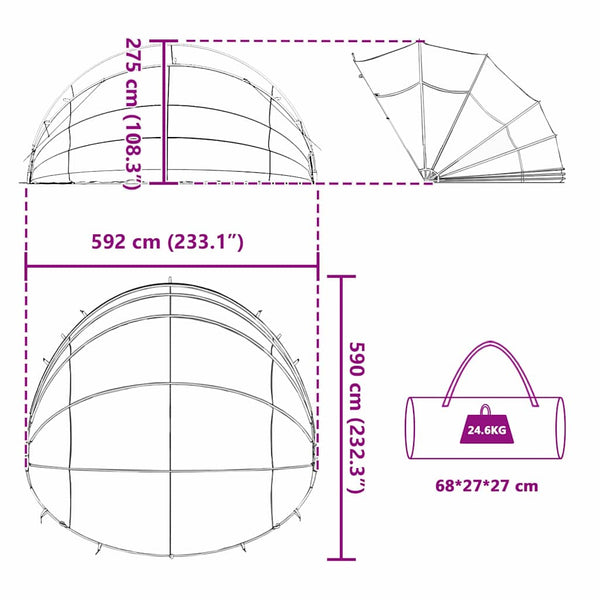 Pool Dome Grau/Orange 592x590x275cm