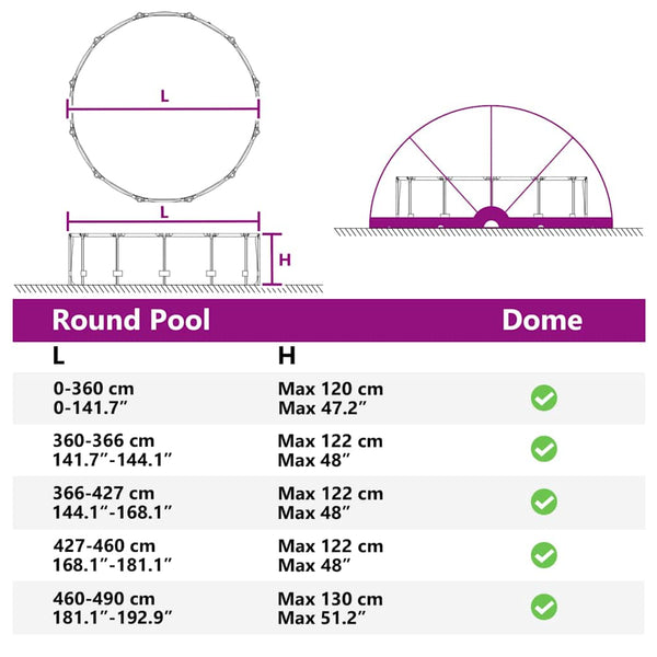 Pool Dome Transparent PVC 592x590x275cm