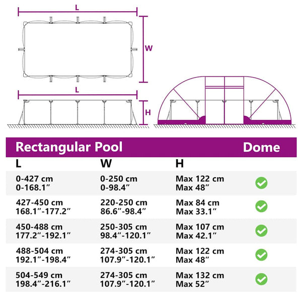 vidaXL Tente de piscine dôme transparente 640 x 432 x 205 cm PVC