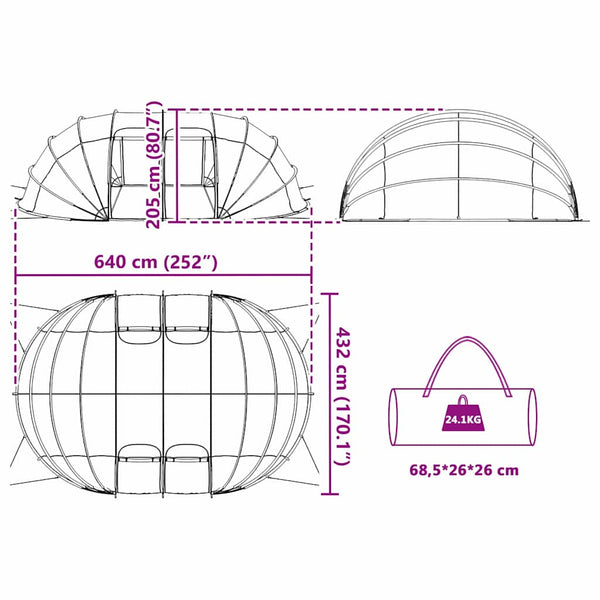 vidaXL Tente de piscine dôme transparente 640 x 432 x 205 cm PVC